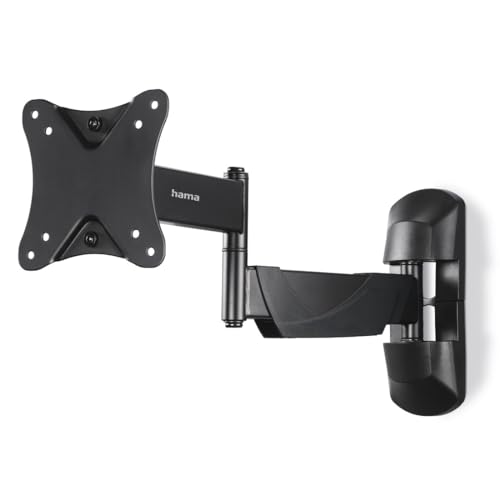 Hama TV Wandhalterung schwenkbar, neigbar, ausziehbar (TV Wandhalterung 10-26 Zoll, VESA 75x75 bis VESA 100x100, bis 25kg, 3 Gelenke, mit Fischer-Dübeln und Montageanleitung) schwarz