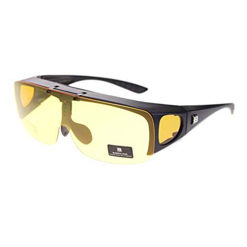 Barricade Large Mens Polarized Flip Up Fitover Sunglasses Black Yellow