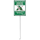 FemiaD This Area Has Been Treated with Pesticide Sign Keep Pets Off Grass Yard Sign for Lawn with Stake 7x8.8inch Rustproof Aluminum Garden Signs Outdoor for Lawn Yard