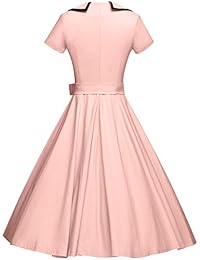 GownTown - Vestidos de mujer de los años 50, vestidos de estilo vintage, mangas 3 4, cinturón con columpio, vestidos elásticos