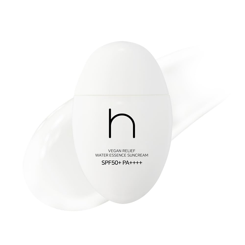 HAMEL Vegan Relief Water Essence Suncream︱sunscreen, sunblock(SPF50+,PA++++)︱1.69 fl. oz. / 50ml︱Green Tea, CICA(centella asiatica)︱Fragrance Free︱Vegan, Cruelty Free