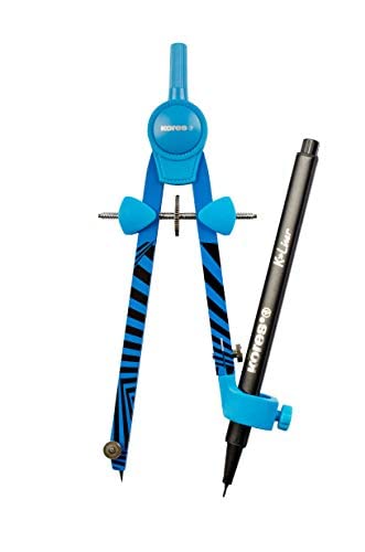 Kores - Compass - Grafiko Metal Compass with Lead Refill - Compass Maths, School Supplies, Back to School Supplies, School Compass, Compass Drawing - Set of 1 in Assorted Colours