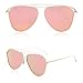 SOJOS Polarized Flat Mirror Lenses Sunglasses Classic Metal Double Bridge Glasses SJ1040 with Gold Frame/Pink Mirrored Polarized Lens