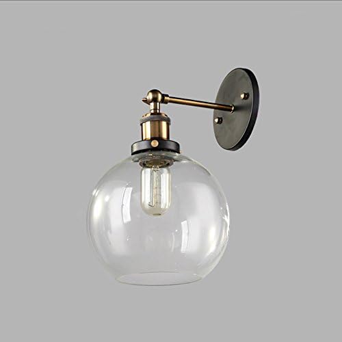 OAKLIGHTING Vintage Retro Glass Ball Wall Sconces Light 7.8"x14.9" (1 Free Edison Bulb)