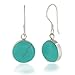 925 Sterling Silver Blue Turquoise Stone Round Dangle Hook Earrings