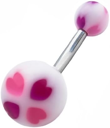 Pink and Magenta Queen of Hearts Belly Button Ring (14g, 3/8", Ss)