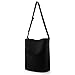 Oct17 Women Faux Leather Bucket Tote Shoulder Bag Fashion Ladies Handbag Purse with Small Bag - Black