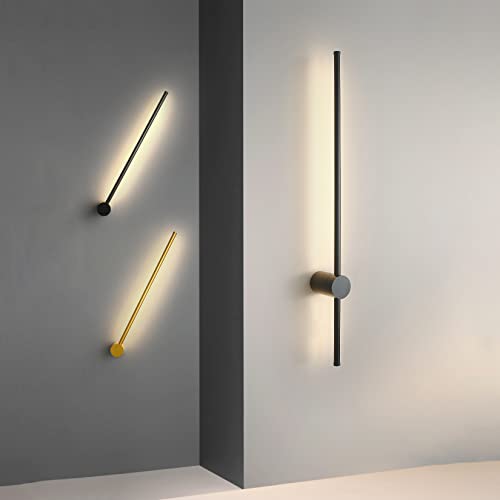 Sunsign iluminación for Pared de tira larga de luz de pared lineal LED moderna, Diseño creativo giratorio Fondo de la sala de estar Dormitorio Cabecera de cama lámpara de pared interior (60CM-Gold)