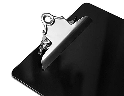 Plastic Clipboards (Set of 6) Multi Pack Clipboard (Black)| Strong 12.5 x 9 Inch | Holds 100 Sheets! Acrylic Clipboards Big Clip Board Clips