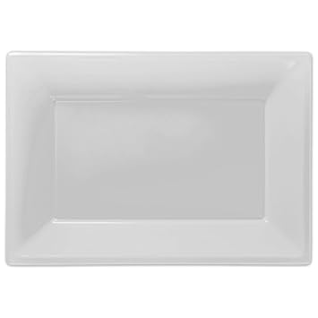 amscan, 3 Servierplatten aus Kunststoff, frostiges Weiß