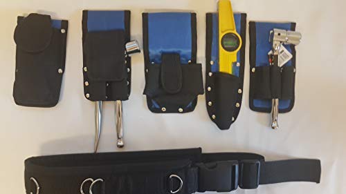 Scaffolding Nylon Blue Tool Belt | 5 Tools Holder | Spanner Ratchet Pockets Level Tape Pouch