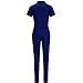 Bodycon4U Women's Short Sleeve Zip Up Sport Bodycon Jumpsuit Romper Zentai Unitard Romper Blue XL
