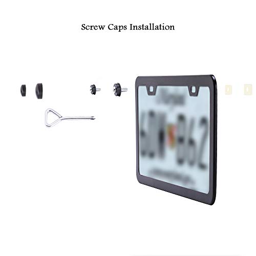 Airisoer License Plate Frame Black Matte Aluminum with Bolts Washer Caps, Car Licenses Plate Covers Holders for US Vehicles, 2 Pcs 2 Holes - Thumbnail 6