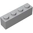 Classic Building Brick 1x4, 100 Piece Bulk Brick Block, Light Gray 1x4 Bricks, Compatible with Lego Parts and Pieces 3010(Colour: Light Gray)