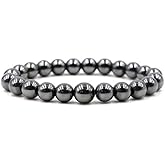 Pachamama Essentials Hematite Natural Gemstone Bracelet 7-7.5 In Stretch Gems Stones 8mm Round - Beads Healing Crystals Quartz - Chakra Bracelet (Hematite)