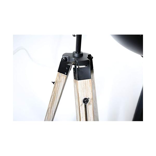 Lüllmann Stativ Stehleuchte Studiolampe Stehlampe Spot Schwarz/Gold Lampe Höhe:95-143cm 605455 Retrolampe Tripod – Bild 6
