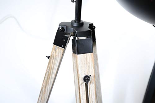 Lüllmann Stativ Stehleuchte Studiolampe Stehlampe Spot Schwarz/Gold Lampe Höhe:95-143cm 605455 Retrolampe Tripod – Bild 6