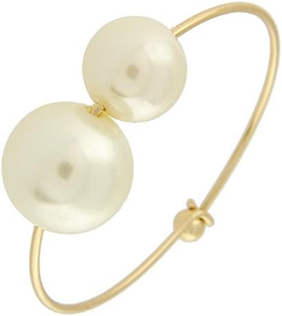 Large Ivory Faux Pearl Bangle Bracelet Bridal Bridesmaid Fashion Jewelry (Box#58)