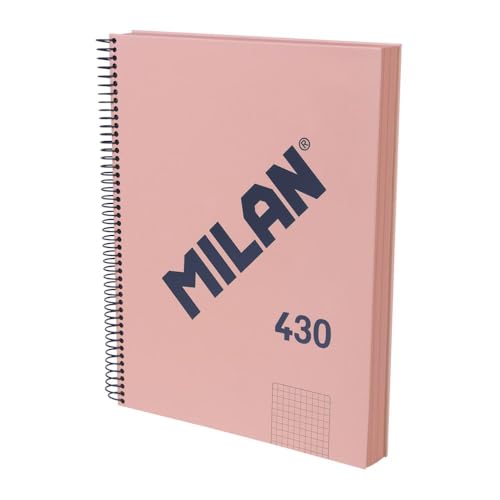 MILAN® Notizbuch A4, Hardcover, kariert, 5 x 5 mm, 120 Blatt, 95 g/m², Gummi-Kollektion 430, Rosa
