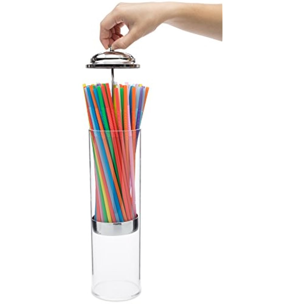 Acrylic Straw Dispenser 13 Inch Tall Drinking Holder For Kitchen, Pop