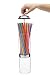 SimplyImagine 11.5 Inch Tall Metal Base & Lid Acrylic Straw Holder for Counter with 20 Clear Straws in a White Pack