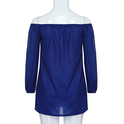 XOWRTE Women's Tops Plus Size Off Shoulder Print Long Sleeve Pullover Blouse T-Shirt - Thumbnail 3