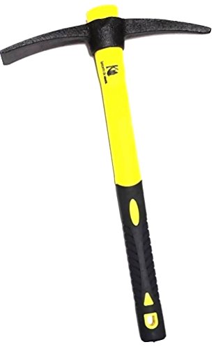 Knights Of Armur Weeding Mattock Hoe, Pick Axe 15-Inch, One Piece Intact Drop Forged, Plastic Coated Fiberglass Handle, 1.4LB