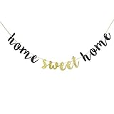 Home Sweet Home Black Glitter Banner - Welcome Home Sign for Housewarming Military Family Party Decorations