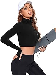 SweatyRocks Women's Long Sleeve Stand Collar Zip Up
