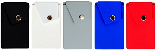 Phone Card Holder,Cell Phone 3M Adhesive Stick on Wallet with Button Sticky on the Phone/Case back for iPhone,Samsung,LG,Motorola,HTC (Mix Color(5pcs))