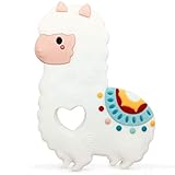 White Llama Silicone Teether Safe Food Grade Silicone Non-Toxic Baby Teething Toy (Llama)