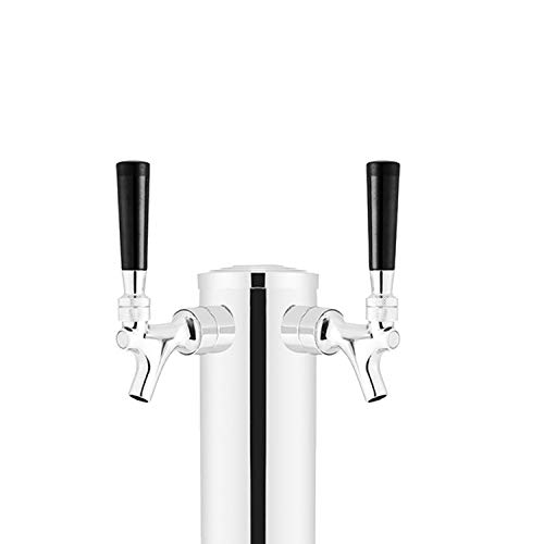 LoveDeal Stainless Steel Double Tap Draft Beer Tower, Beer Kegerator Tower Dispenser Kit with 2 faucet, Hose, Keg Wrench - 3" Diameter