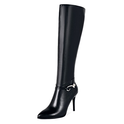 Buy Women's Leather Over The Knee Boots Pointy Toe SideZip High Heels