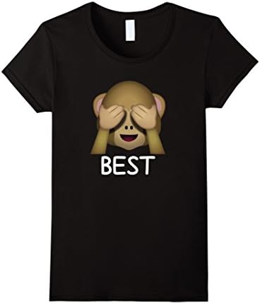 Womens Best Friends Forever See No Evil Monkey Emoji T-shirt Medium Black