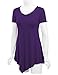 MBJ WT638 Short Sleeve Shirts for Womens Tops Casual V-Neck Summer Clothes Asymmetrical Tunic Blouses XL Dark_Purple