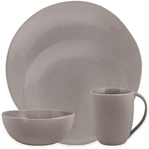 Chic Style Casual Statement Curve 16-Piece Dinnerware Set in Grey