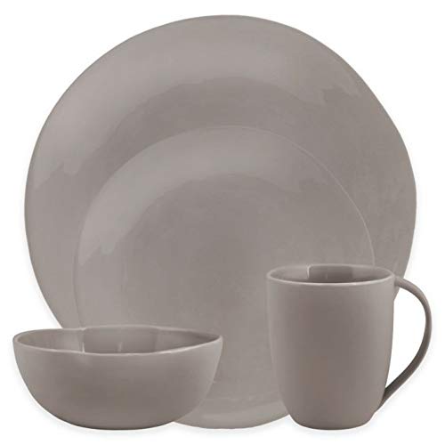 Chic Style Casual Statement Curve 16-Piece Dinnerware Set in Grey