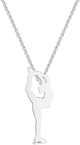 Chengxun Dynamic Figure Skater Pendant Gold & Silver Plated Necklace for Women Girls Kids Necklace Jewelry