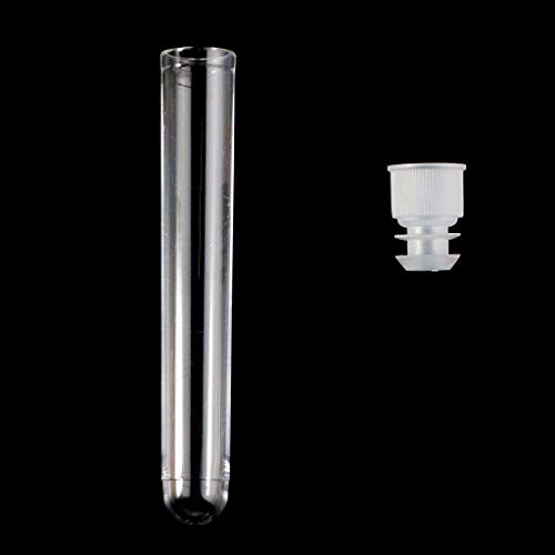 Forgun 10Pcs Plastic Test Tube with Cap,12x75mm U-Shaped Bottom Long Transparent Test Tube Lab Supplies