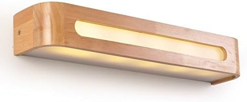 Stazsx Simple Nordic Staircase Aisle Solid Wood Wall lamp Bedroom Bedside lamp LED Bathroom Mirror Front lamp Wood Lamps,A-6W-warm light-40cm