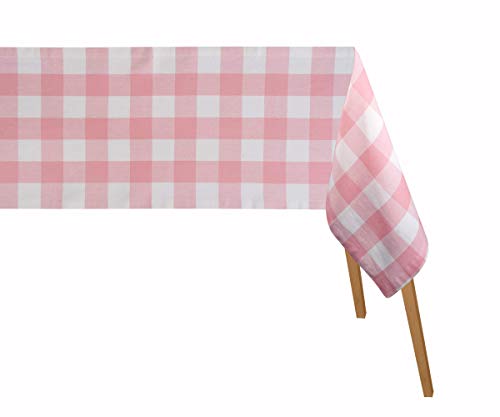Buffalo Checked Tablecloth - Checked Tablecloth Cotton - Buffalo Plaid Table Cloths - Checkered Tablecloth - Baby Pink Plaid Tablecloth (Table Cloth (63 X 109"), Checked (Baby Pink and White))