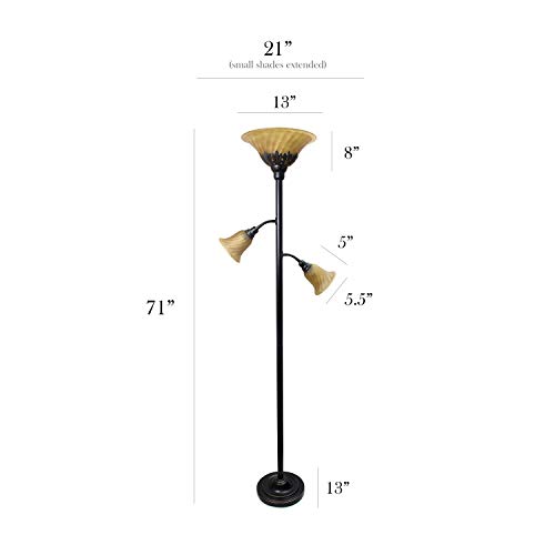Elegant Designs LF2002RBZ 3 Light Floor Lamp with Scalloped Glass