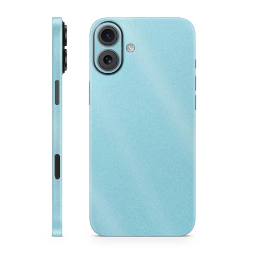 Glossy Glitter Phone Skin Compatible with Apple iPhone 16 Plus - Solid Baby Blu…