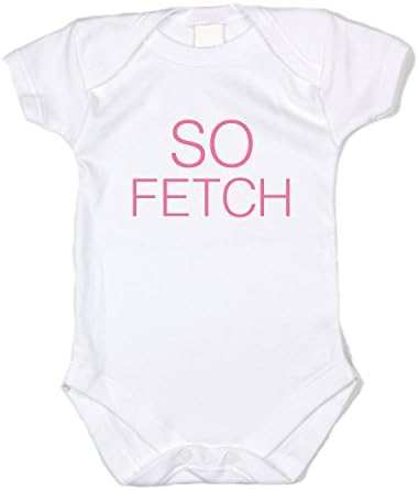 Baffle Baby / So Fetch (Short-Sleeved White Cotton Onesie, pink text, Girls, 24 months)