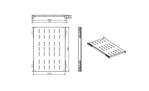 Fixed Rack Server Shelf 1U 19'' Shelves 4 Post Rack Mount Adjustable Deep for Server Network Rack (14"-20.5" Depth)