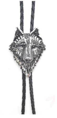 Western Express Pewter Wolf Head Bolo Tie