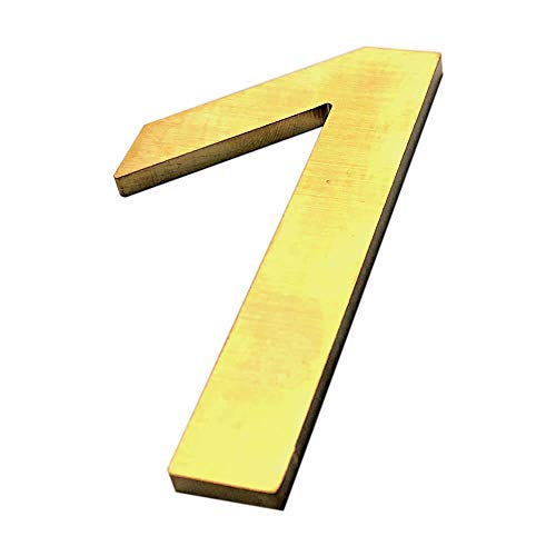 4 Inch Adhesive House Address Number Sticker 1 for Home Door Mailbox in 3D Modern Gold Metal by CandyCoCo