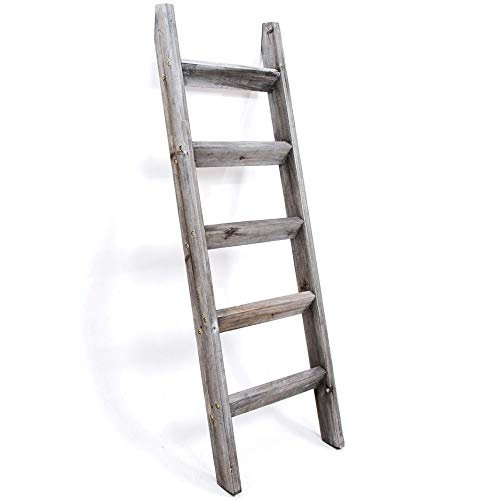 Hallops Blanket Ladder 5 ft. Premium Wood Rustic Decorative Quilt Ladder. White Vintage Wooden Decor. Throw Blankets Holder Rack - Thumbnail 5