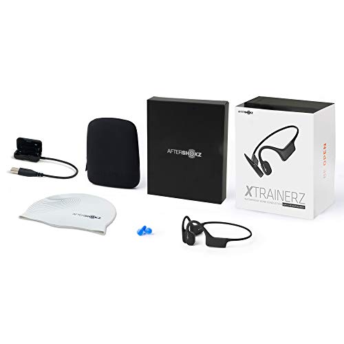 AfterShokz Xtrainerz Open-Ear MP3 Bone Conduction Wireless Sport Headphones, Waterproof for Lap Swimming and Watersports, Black Diamond with Swim Cap, 2.3 - Thumbnail 5