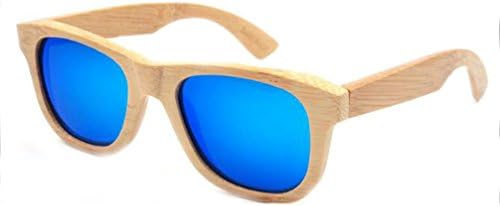 Tmei Fashion Unisex Handmade Polarized Wooden Sunglasses UV400 Blue Lens with Glasses Box